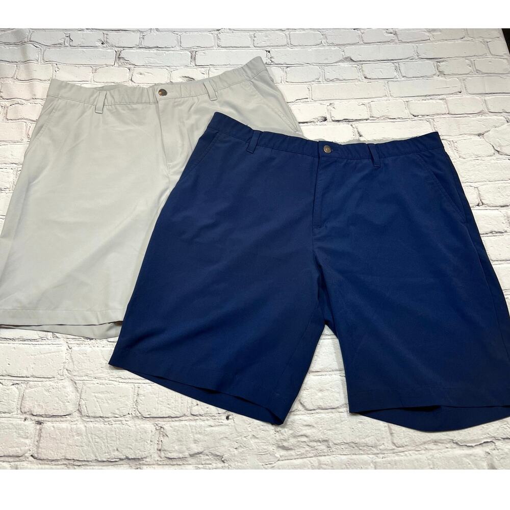 TWO PAIRS Adidas Golf Shorts Blue Gray Stretch Size 38 A621